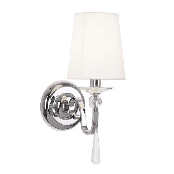 KINKIET SCARLET klasyczny z białym kloszem i szklanym kryształem