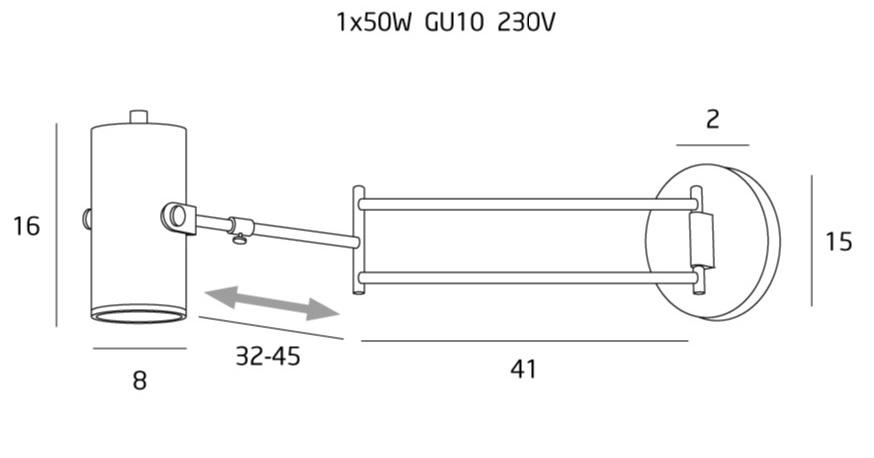 KINKIET SOFIA modernistyczny metalowy ze złotą oprawą długi3