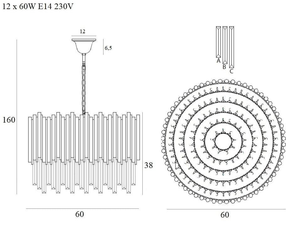LAMPA WISZĄCA ESSENCE metalowo-szklana złota glamour 124