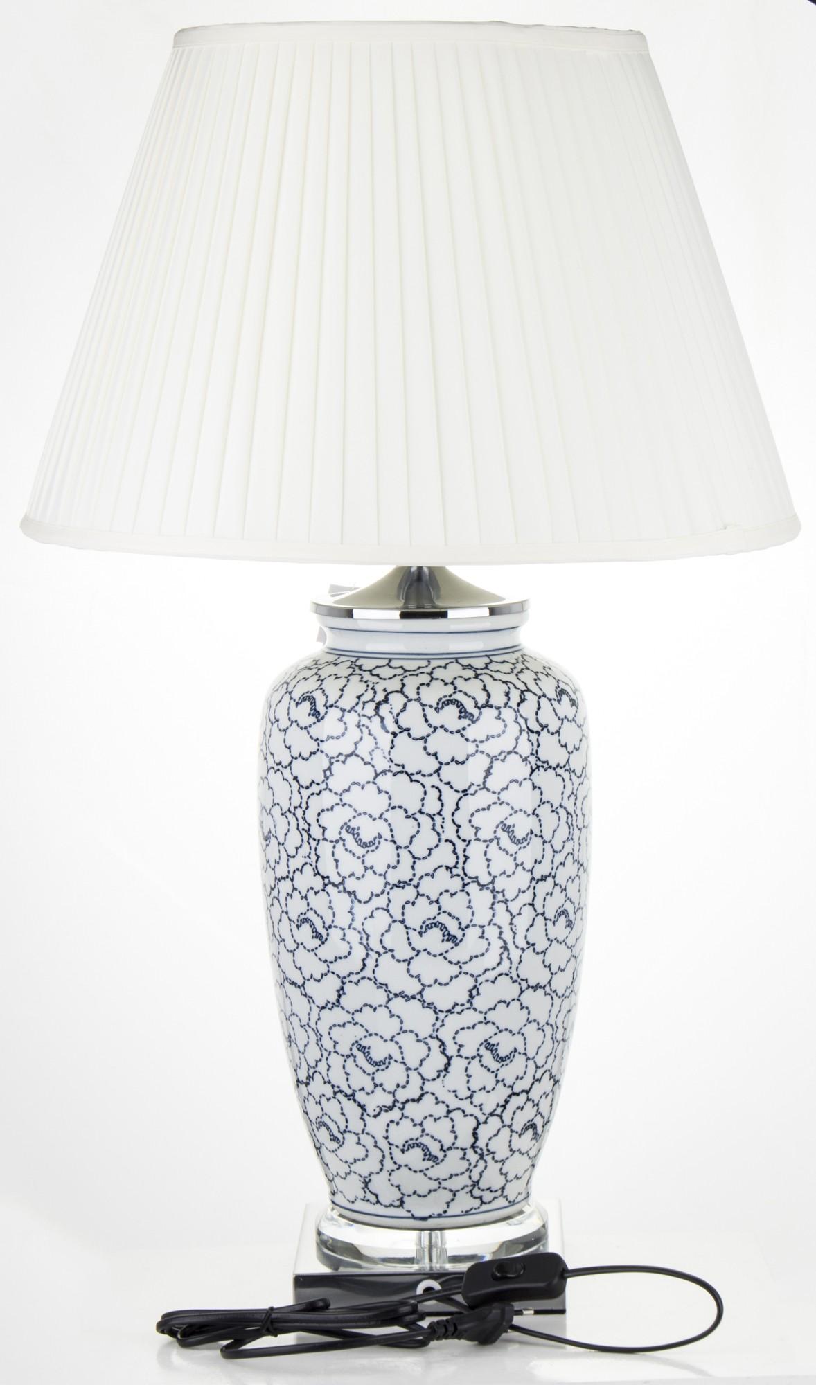 LAMPA STOŁOWA ceramiczna z białym kloszem art deco2