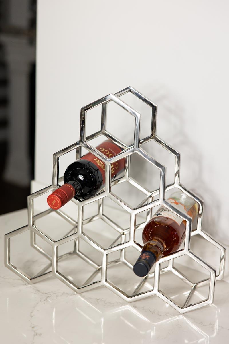 STOJAK NA WINO na 10 butelek srebrny3