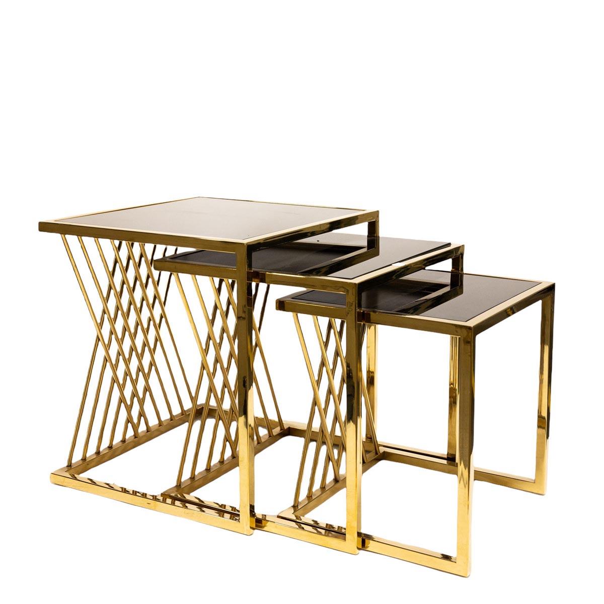 STOLIKI KAWOWE czarno-złote ze stali nierdzewnej glamour