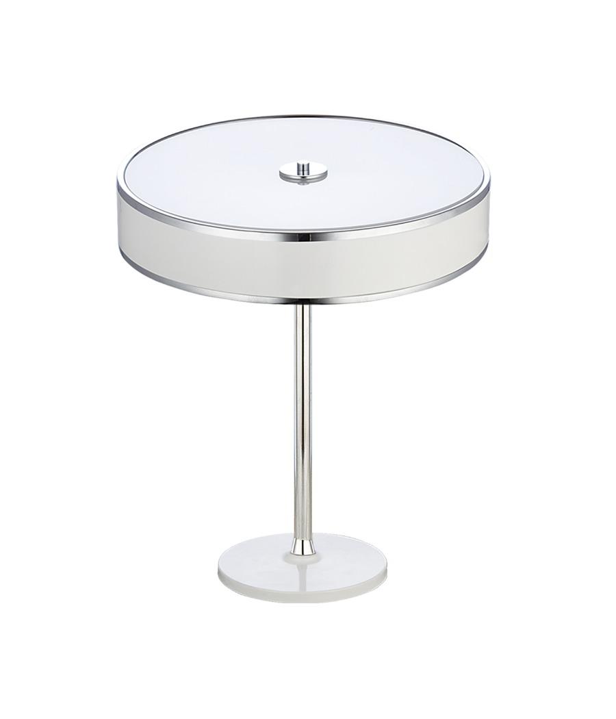 LAMPA STOŁOWA metalowo-szklana biały okrągły klosz styl nowoczesny