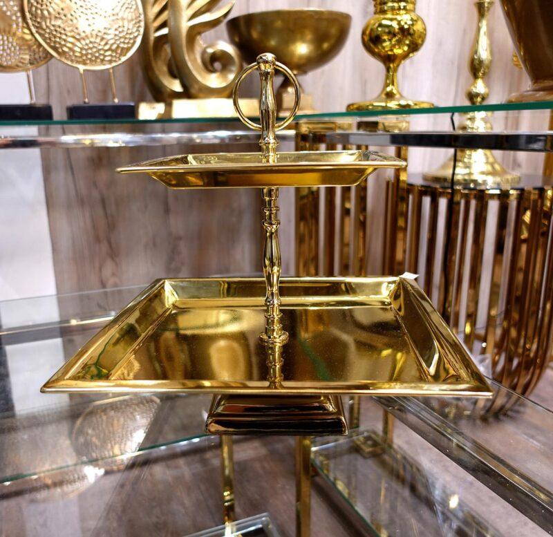 PATERA metalowa złota dwupoziomowa klasyczna4