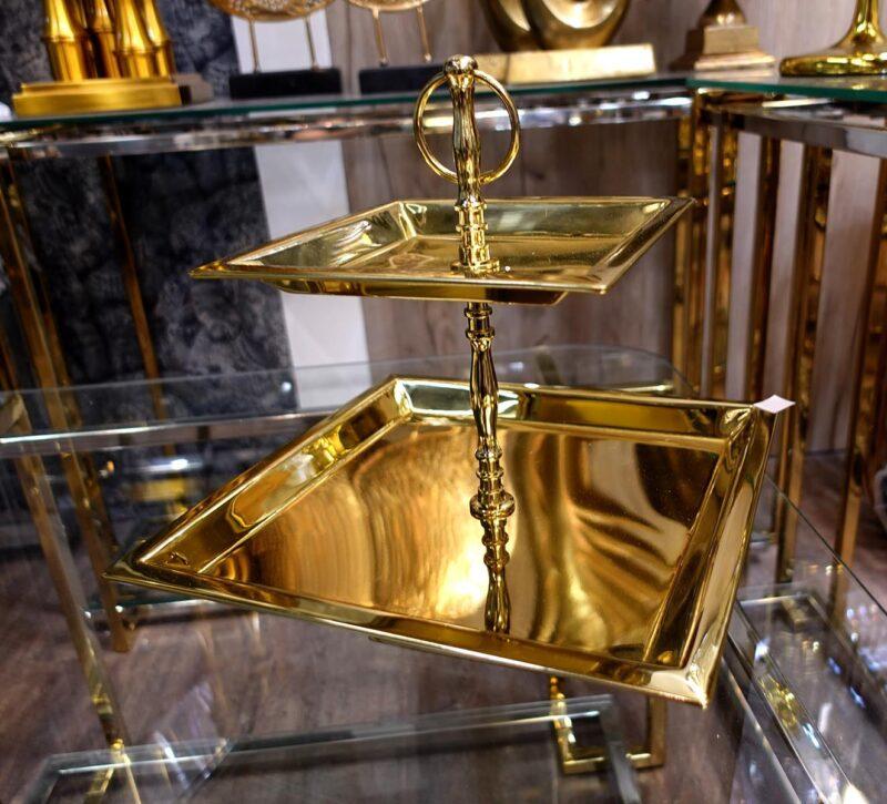 PATERA metalowa złota dwupoziomowa klasyczna5