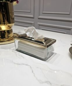 SERWETNIK prostokątny, szklany, ze złotą pokrywką, styl glamour, piękny