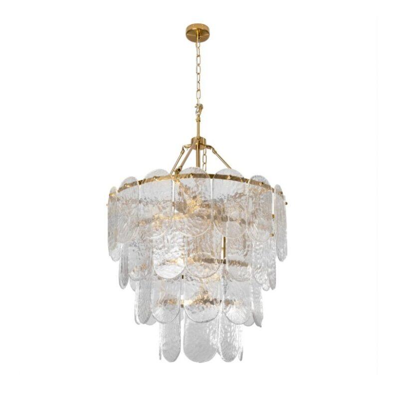 LAMPA WISZĄCA DAKOTA złota metalowa ze szklanymi kryształkami styl glamour