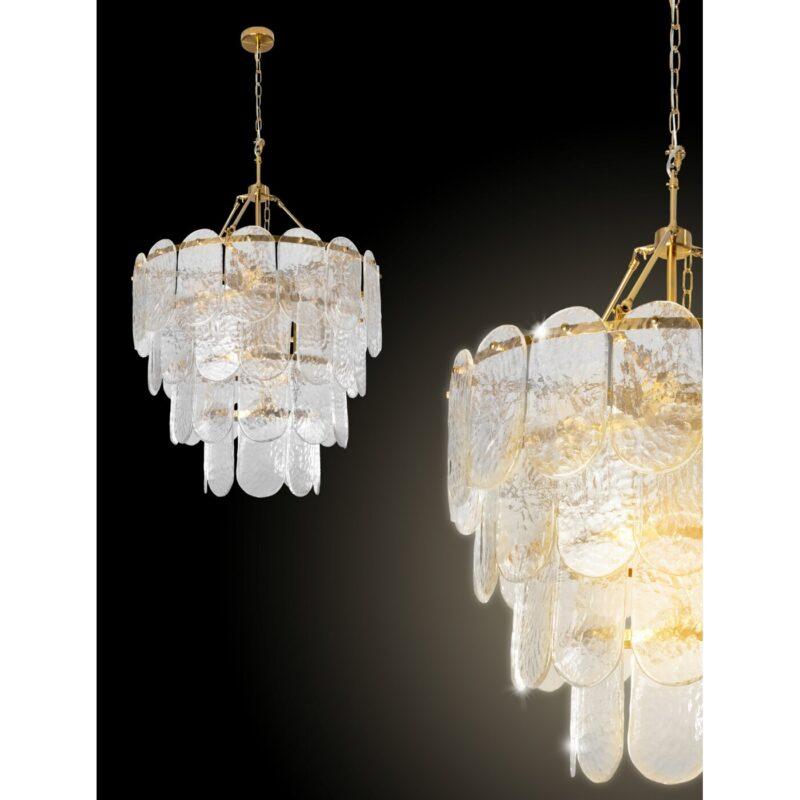 LAMPA WISZĄCA DAKOTA złota metalowa ze szklanymi kryształkami styl glamour3