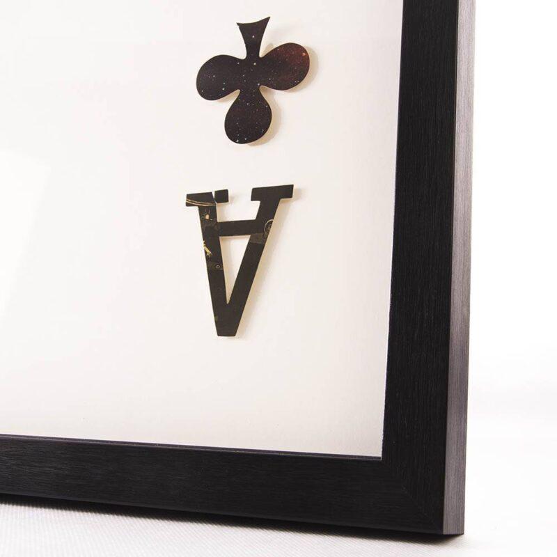 OBRAZ 3D ACE CLUBS prostokątny w drewnianej ramie styl nowoczesny3