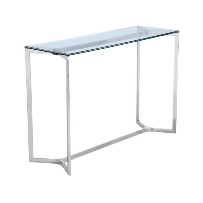 KONSOLA HAMPTONS srebrno szklana styl modern classic