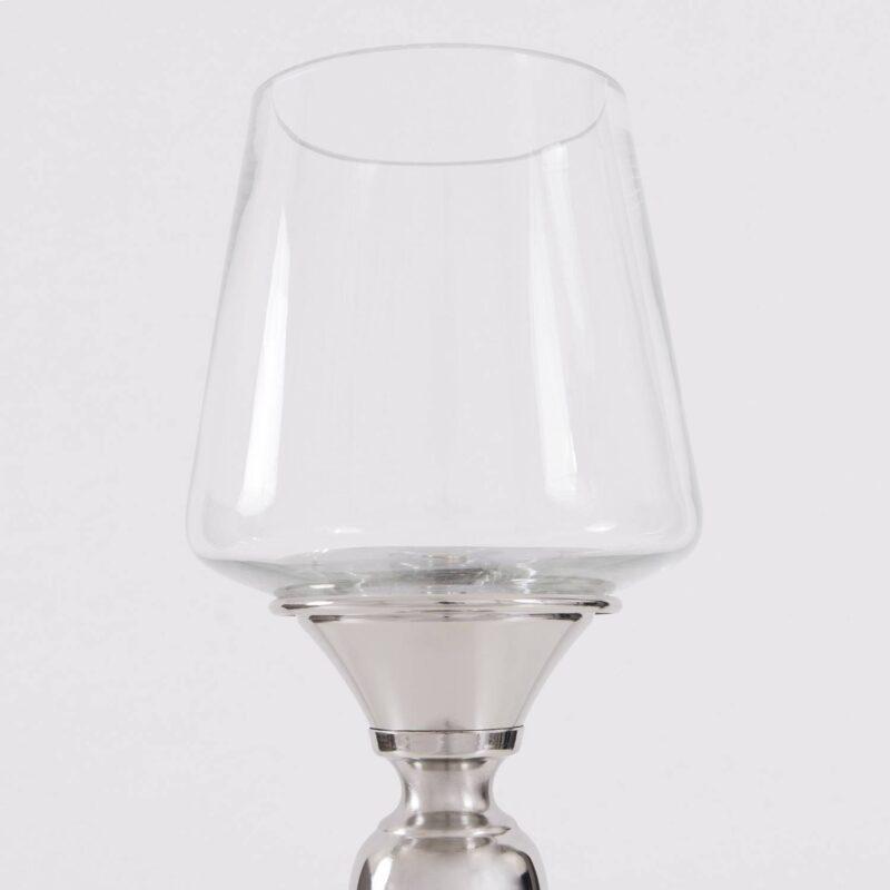 ŚWIECZNIK SOPHIE szklany z metalową podstawą styl nowojorski