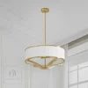 LAMPA WISZĄCA GERDO GOLD złota oprawa biały klosz styl glamour