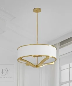 LAMPA WISZĄCA GERDO GOLD złota oprawa biały klosz styl glamour