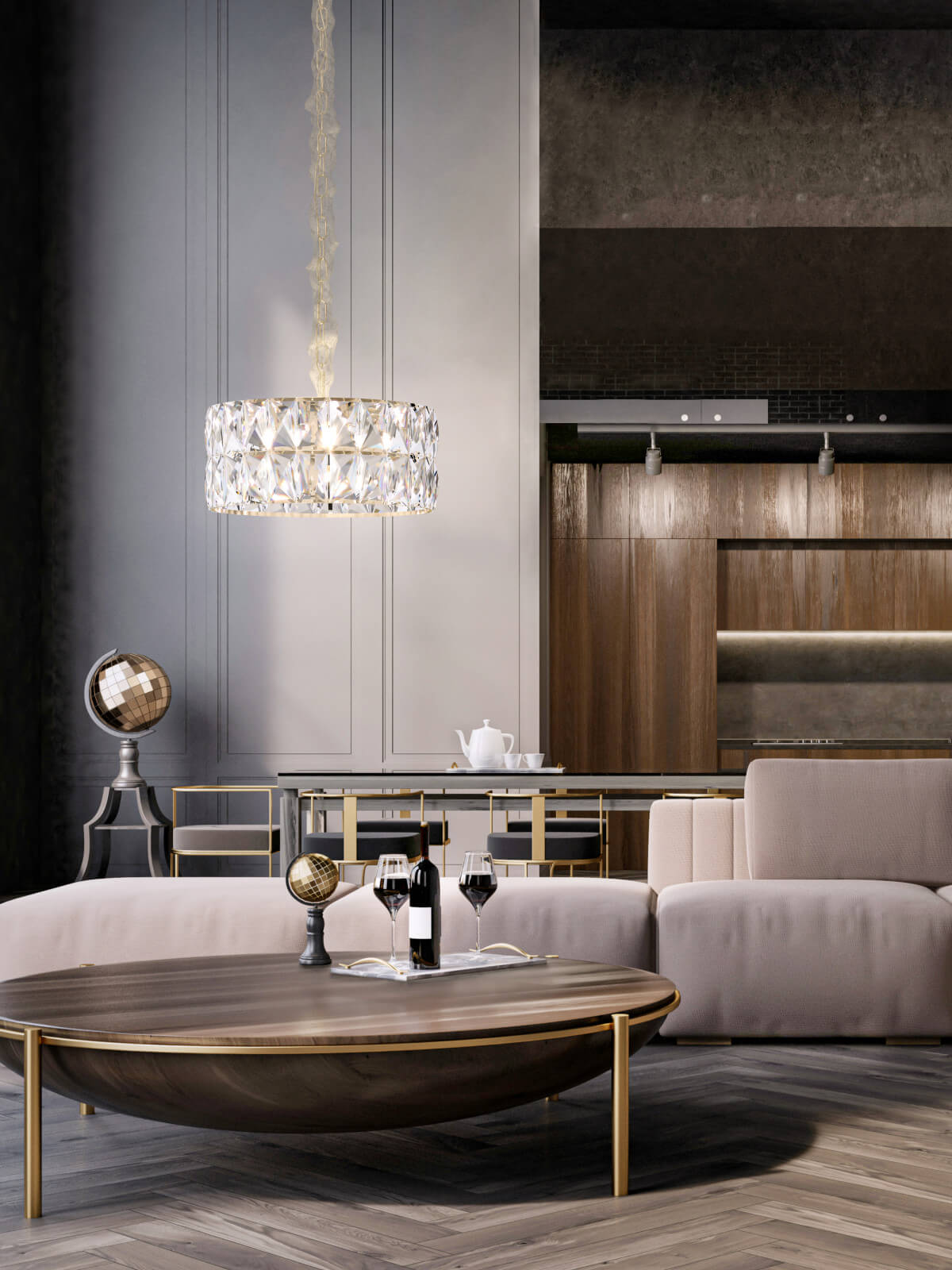 LAMPA WISZĄCA INTERO GOLD S złota oprawa kryształowy klosz styl glamour piękna LAMPA WISZĄCA INTERO GOLD S złota oprawa kryształowy klosz styl glamour piękna