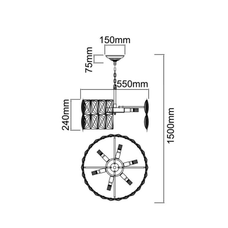 LAMPA WISZĄCA INTERO GOLD S złota oprawa kryształowy klosz styl glamour3