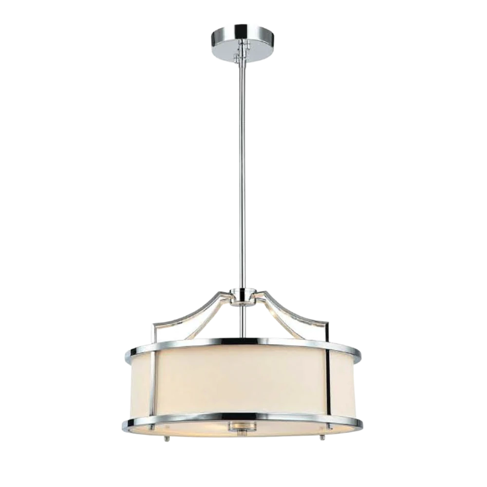 LAMPA WISZĄCA STANZA CROMO S srebrna oprawa biały klosz nowoczesna glamour LAMPA WISZĄCA STANZA CROMO S srebrna oprawa biały klosz nowoczesna glamour