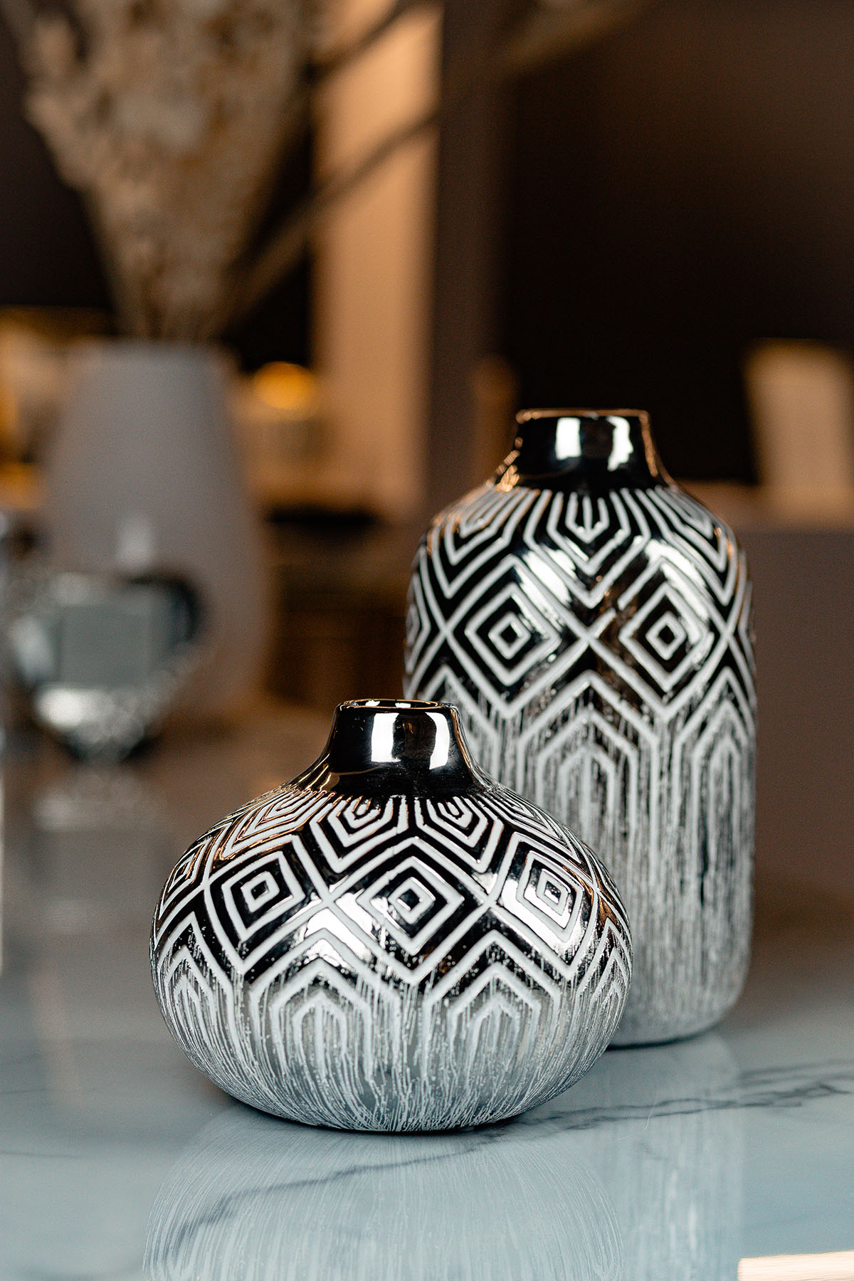 WAZON ceramiczny z geometrycznym wzorem okrągły nowoczesny, piękny WAZON ceramiczny z geometrycznym wzorem okrągły nowoczesny, piękny