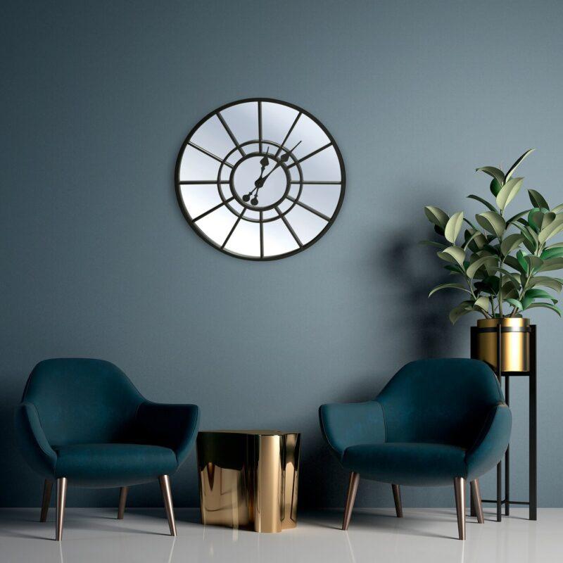 ZEGAR ŚCIENNY metalowo szklany czarny styl loft5