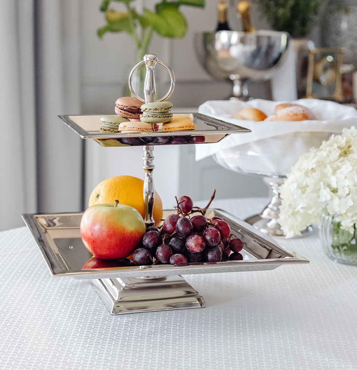 PATERA metalowa srebrna dwupoziomowa klasyczna, ekskluzywna PATERA metalowa srebrna dwupoziomowa klasyczna, ekskluzywna