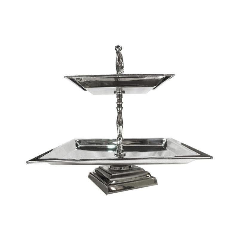 PATERA metalowa srebrna dwupoziomowa klasyczna