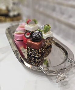 TACA metalowa, srebrna, podłużna, klasyczna