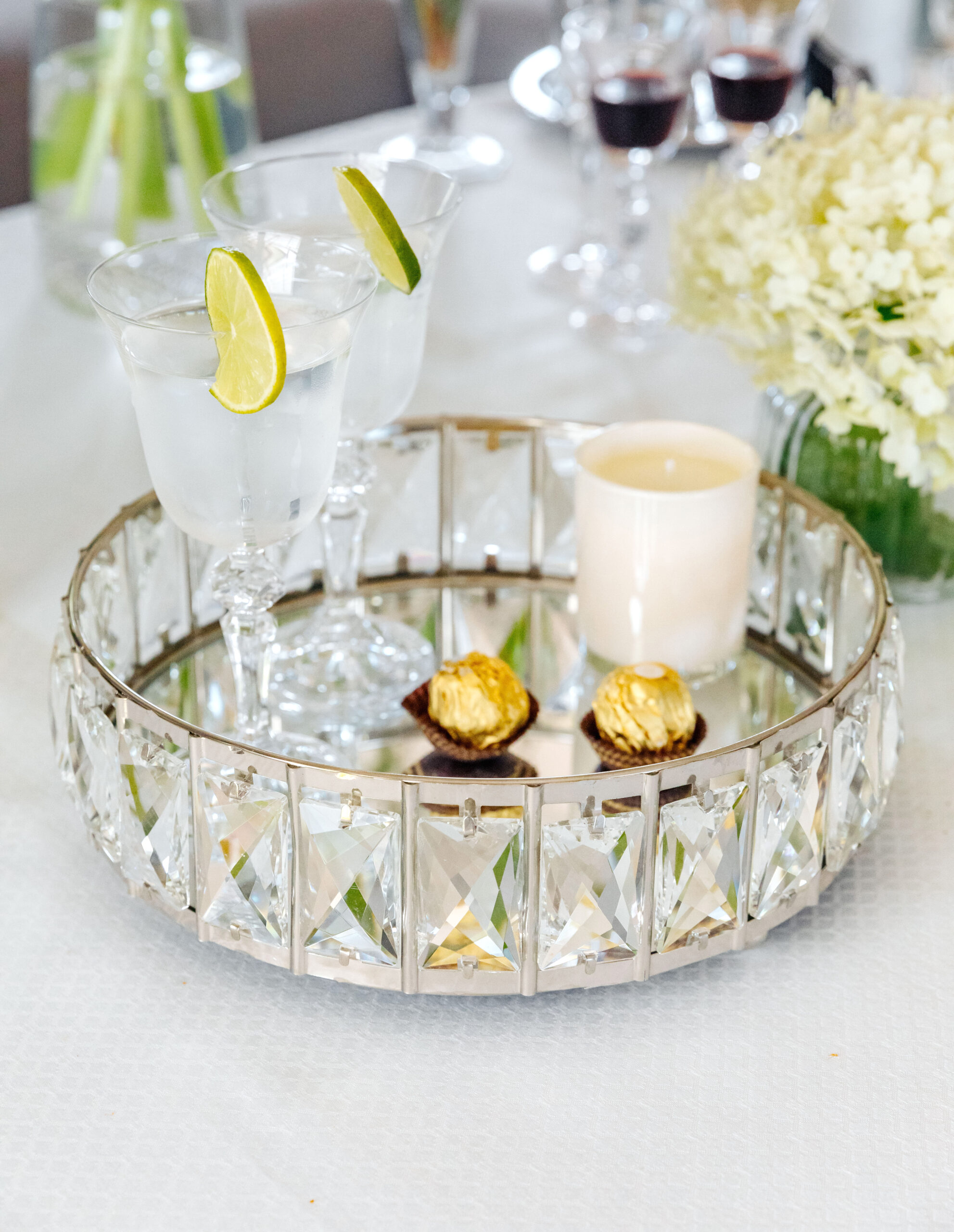 KRYSZTAŁOWA TACA ze srebrną ramą styl glamour KRYSZTAŁOWA TACA ze srebrną ramą styl glamour