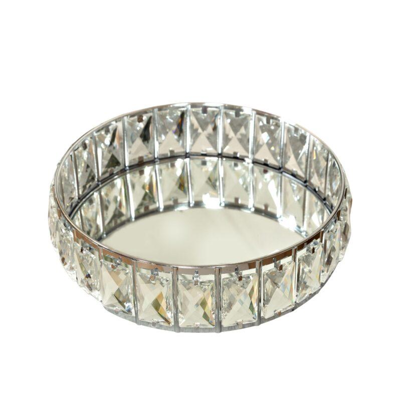 KRYSZTAŁOWA TACA ze srebrną ramą styl glamour