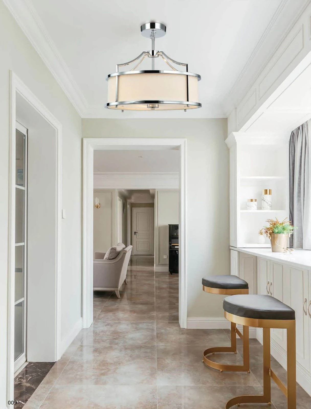 LAMPA WISZĄCA STANZA CROMO M srebrna oprawa biały klosz nowoczesna elegancka LAMPA WISZĄCA STANZA CROMO M srebrna oprawa biały klosz nowoczesna elegancka