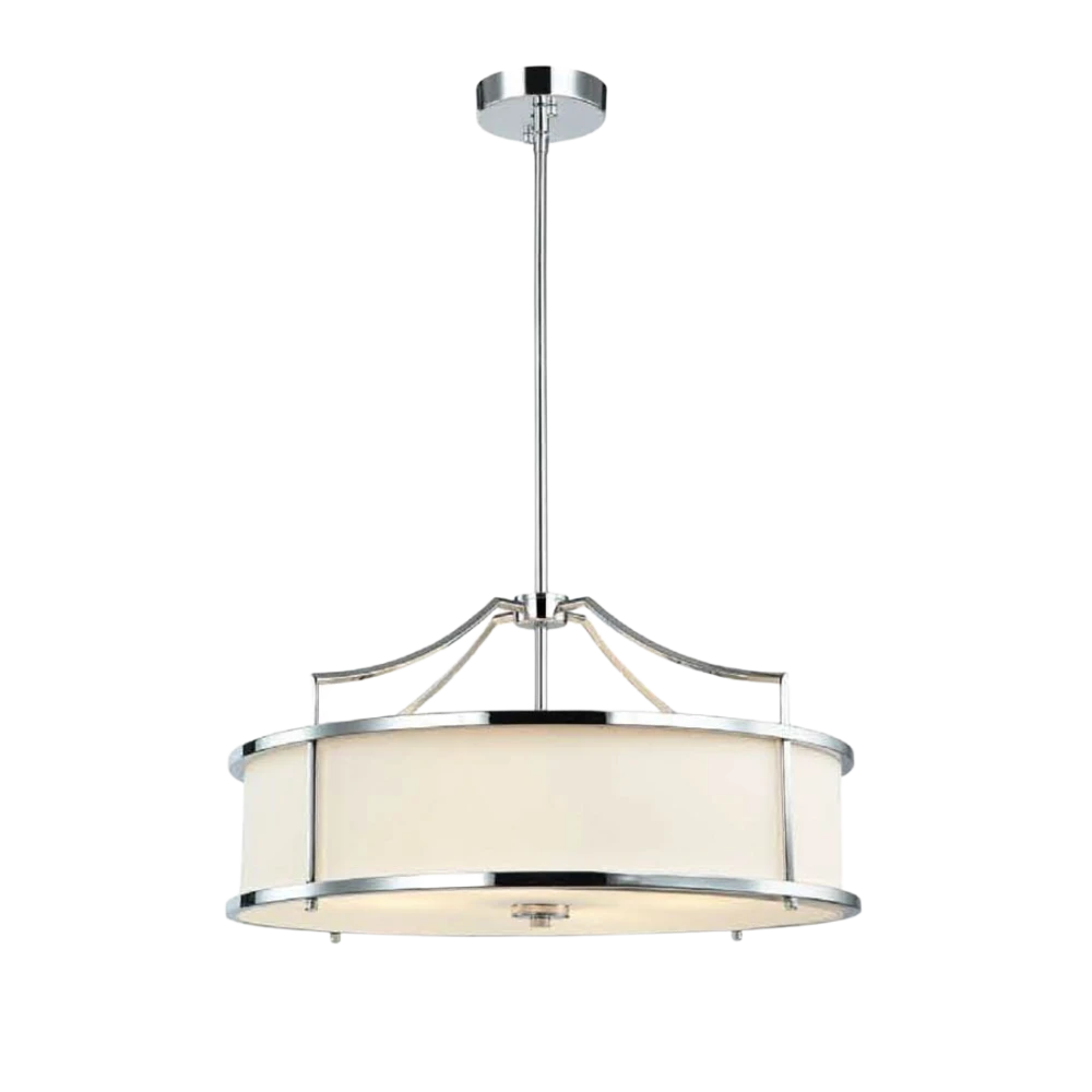 LAMPA WISZĄCA STANZA CROMO M srebrna oprawa biały klosz nowoczesna glamour LAMPA WISZĄCA STANZA CROMO M srebrna oprawa biały klosz nowoczesna glamour