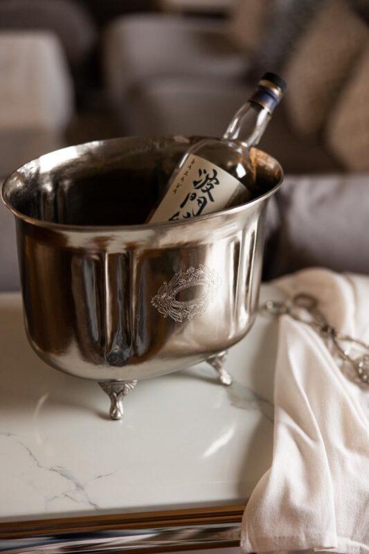 COOLER do szampana na nóżkach srebrny klasyczny