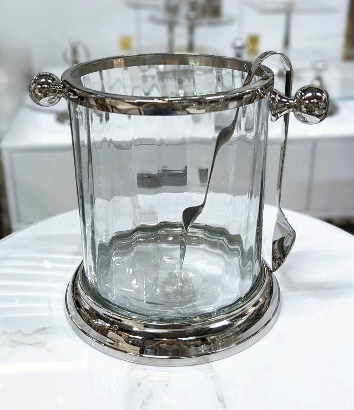 COOLER szklany ze srebrnymi elementami glamour