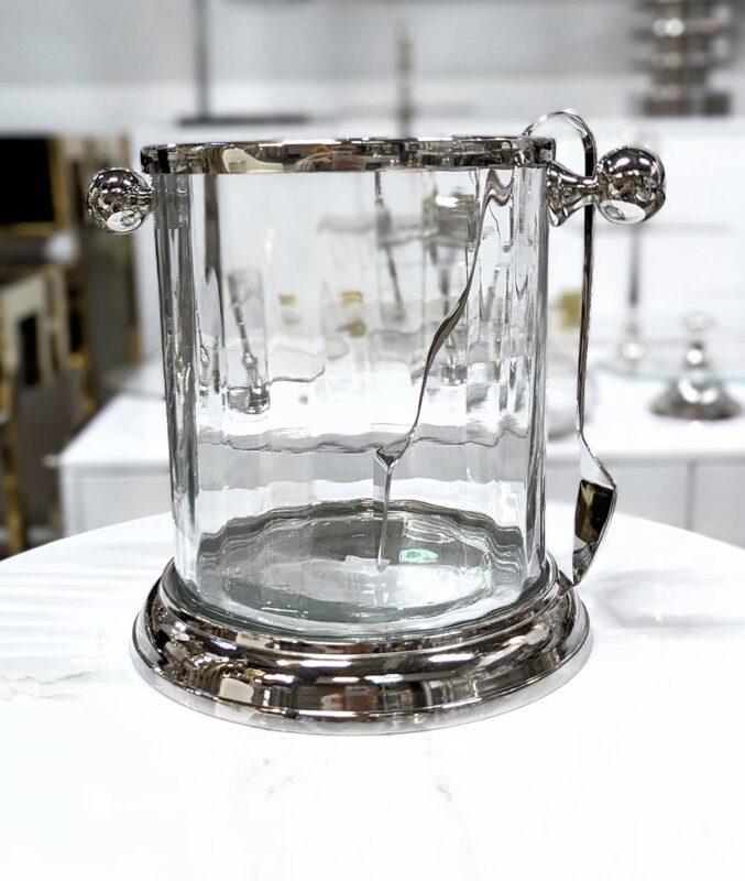 COOLER szklany ze srebrnymi elementami glamour 2