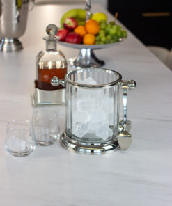 COOLER szklany, ze srebrnymi elementami w stylu glamour, premium