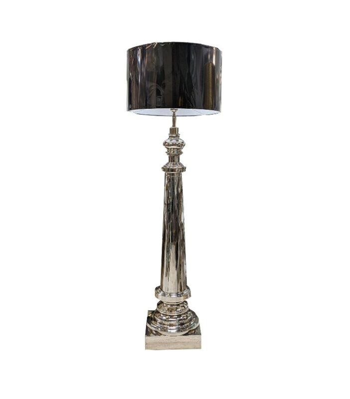 LAMPA PODŁOGOWA srebrna metalowa glamour