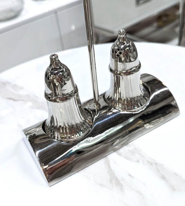 SOLNICZKA I PIEPRZNICZKA zestaw na stojaku srebrny klasyczny 4