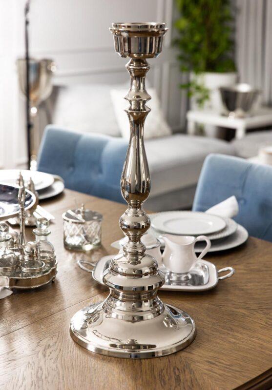ŚWIECZNIK srebrny z niklu klasyczny