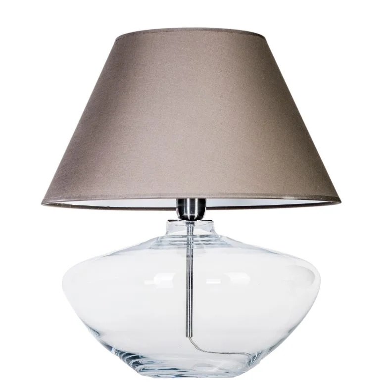LAMPA STOŁOWA 4concepts Madrid Transparentna Szklana Szary Abażur LAMPA STOŁOWA 4concepts Madrid Transparentna Szklana Szary Abażur