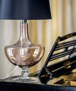 LAMPA STOŁOWA 4concepts Oxford Transparentna Miedź Glamour Czarno Biały Abażur