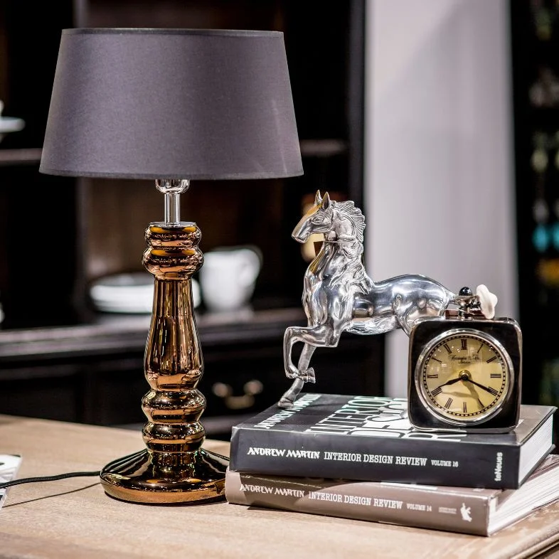 LAMPA STOŁOWA 4concepts Petit Trianon Miedziana Czarno Biały Abażur LAMPA STOŁOWA 4concepts Petit Trianon Miedziana Czarno Biały Abażur Szklana