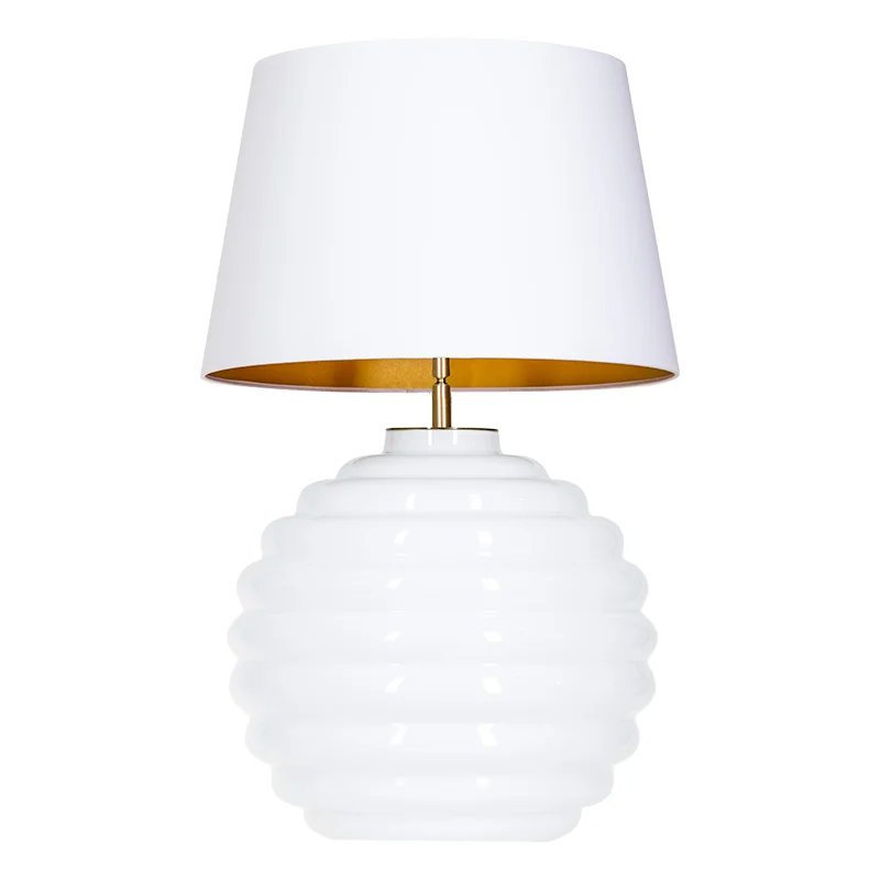 LAMPA STOŁOWA 4concepts Saint Tropez Biała Biało Złoty Abażur Szklana