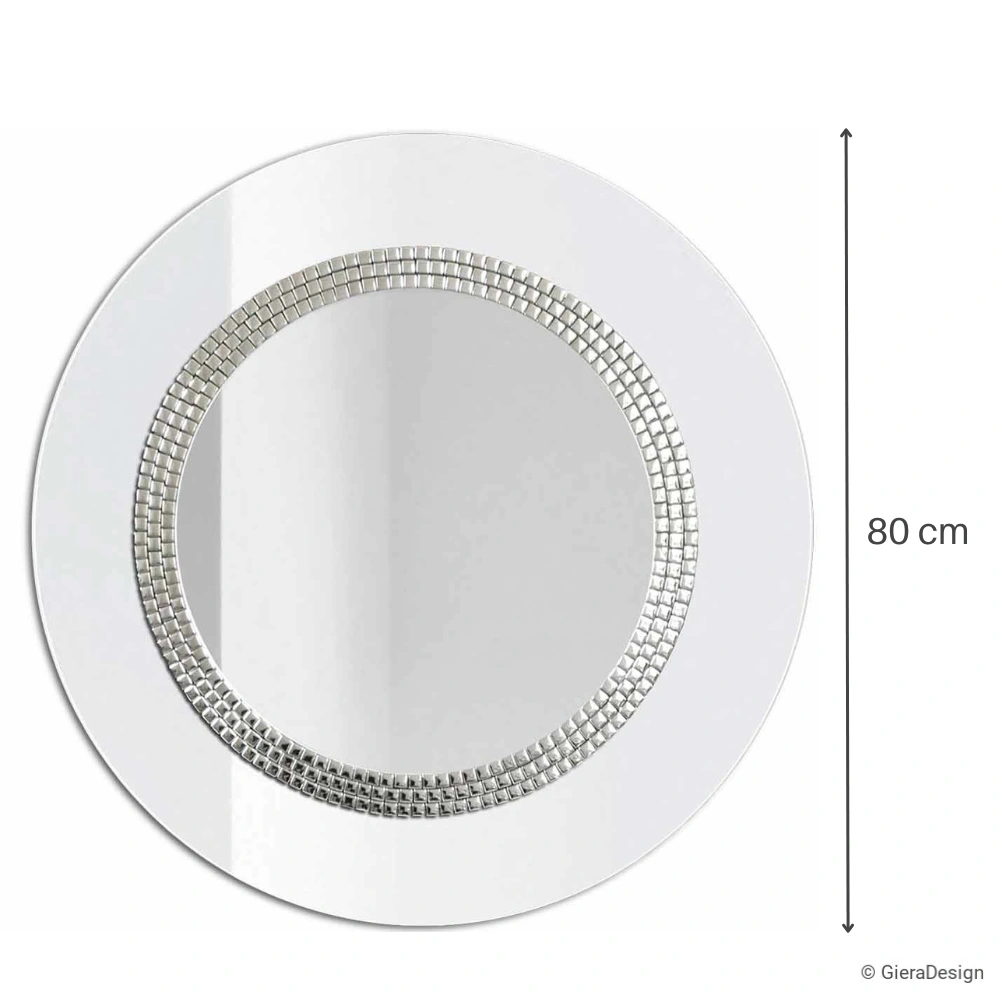 Lustro-Ścienne-Elegance-Białe-Okrągłe-Srebrna-Mozaika-80-cm-Wymiary