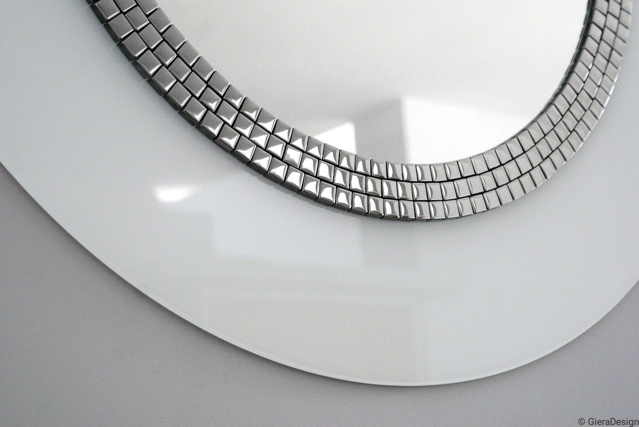 Lustro-Ścienne-Elegance-Białe-Okrągłe-Srebrna-Mozaika-Do-Przedpokoju