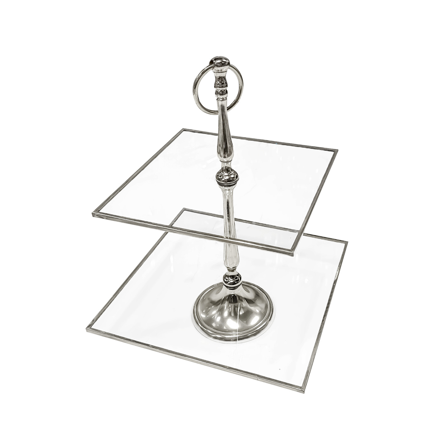 PATERA podwójna, kwadratowa, srebrne wykończenia, szklana PATERA podwójna, kwadratowa, srebrne wykończenia, szklana, ekskluzywna