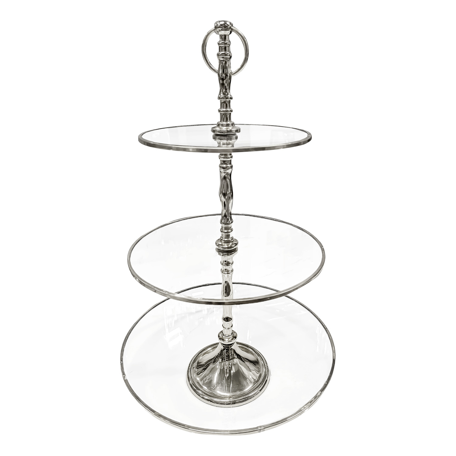 PATERA potrójna, okrągła, srebrne wykończenia, szklana PATERA potrójna, okrągła, srebrne wykończenia, szklana, glamour