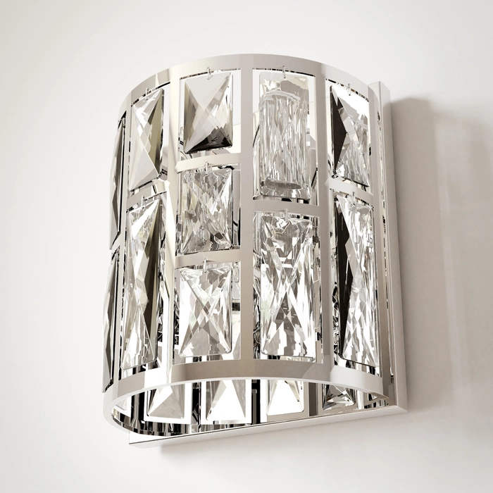 KINKIET Kyiv srebrny, szlifowane kryształy, glamour, lśniący KINKIET Kyiv srebrny, szlifowane kryształy, glamour, lśniący