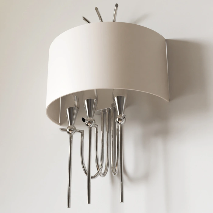 KINKIET Las Vegas biały abażur, niklowane wykończenie, styl glamour, ekskluzywny KINKIET Las Vegas biały abażur, niklowane wykończenie, styl glamour, ekskluzywny