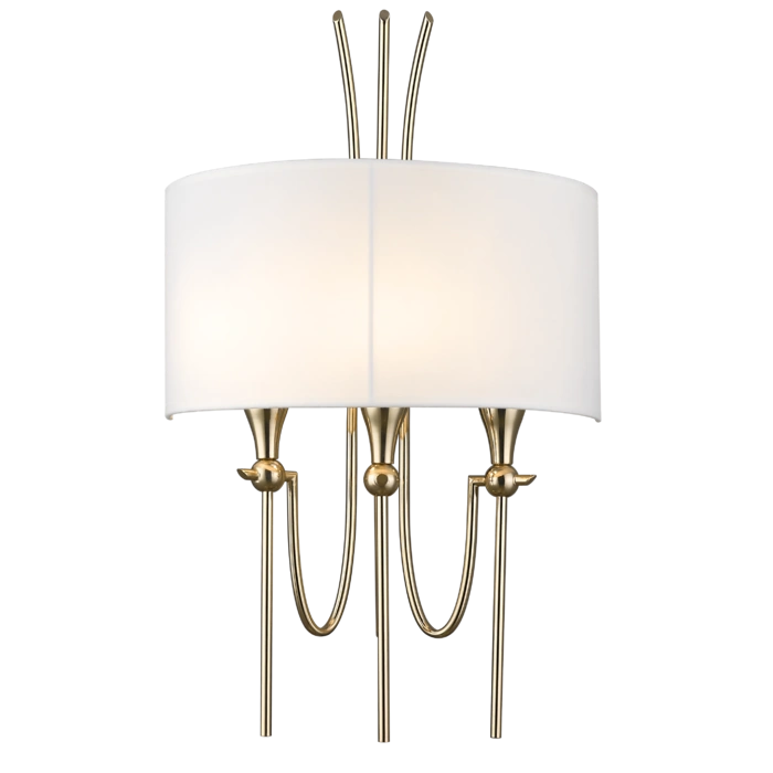 KINKIET Las Vegas biały abażur, złote wykończenie, styl glamour, piękny