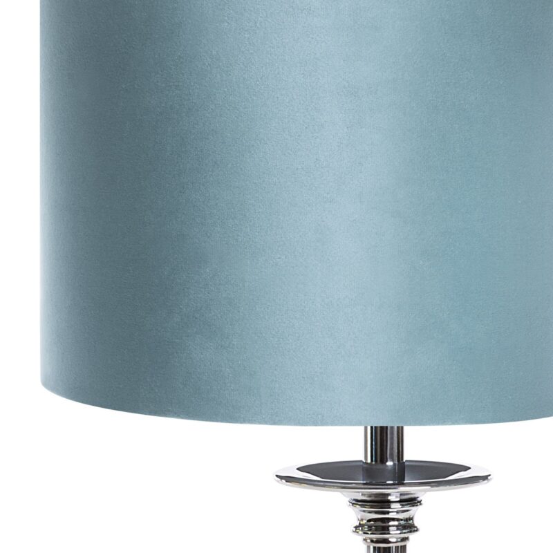 lampa-stolowa-z-niebieskim-abazurem-z-tkaniny-srebrna-podstawa-styl-art-deco