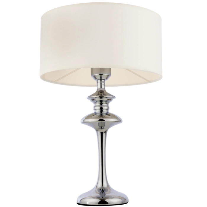 LAMPA STOŁOWA Abu Dhabi srebrna podstawa, biały abażur, styl Hampton, piękna LAMPA STOŁOWA Abu Dhabi srebrna podstawa, biały abażur, styl Hampton, piękna