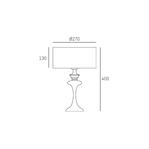 LAMPA STOŁOWA Abu Dhabi srebrna podstawa, biały abażur, styl Hampton, wymiary